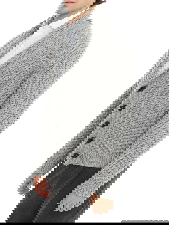Rakki Cardigan Rakkì Collo Sciallato Grigio Vendite Flash