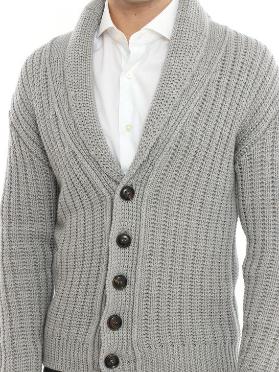 Rakki Cardigan Rakkì Collo Sciallato Grigio Vendite Flash