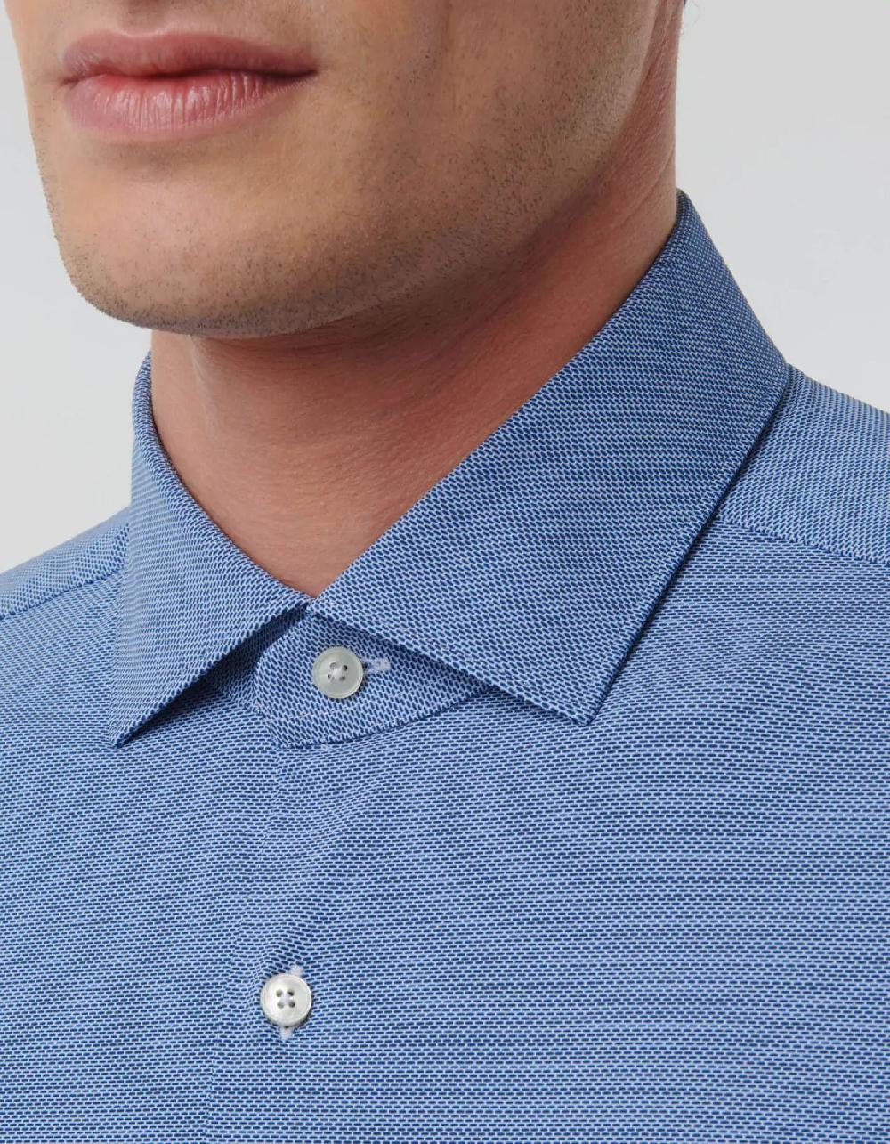Xacus Camicia Collo francese piccolo Fantasia Armaturato Blu