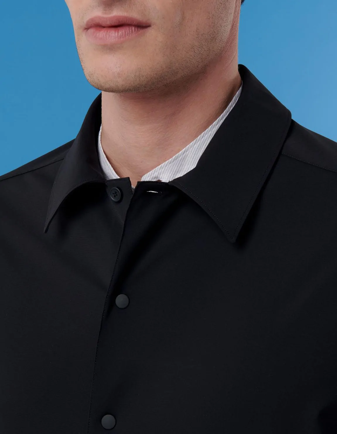 Xacus Camicia Collo italiano Tinta Unita Armaturato Nero