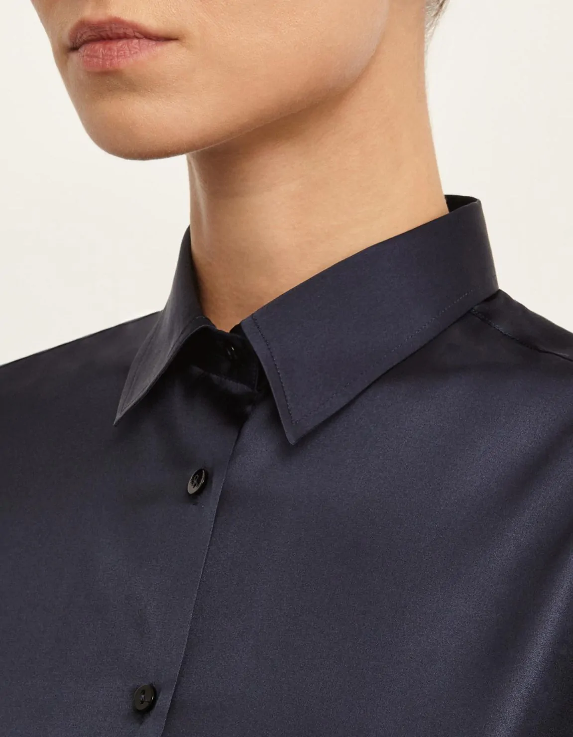 Xacus Camicia Blu navy Seta Tinta Unita Qualità Garantita