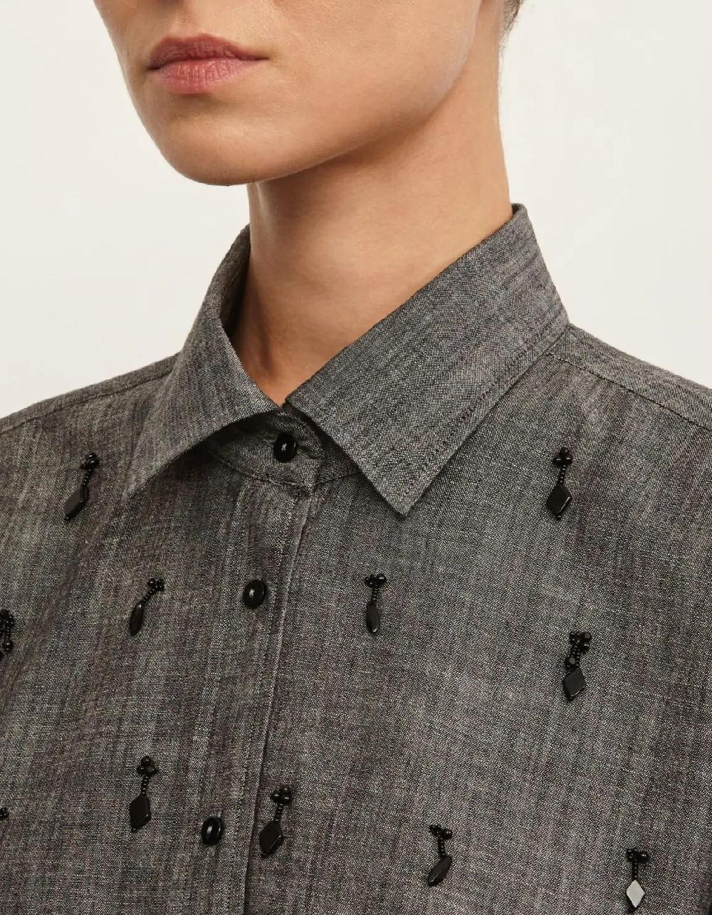 Xacus Camicia Grigio scuro Cotone Tinta Unita Acquista Ora