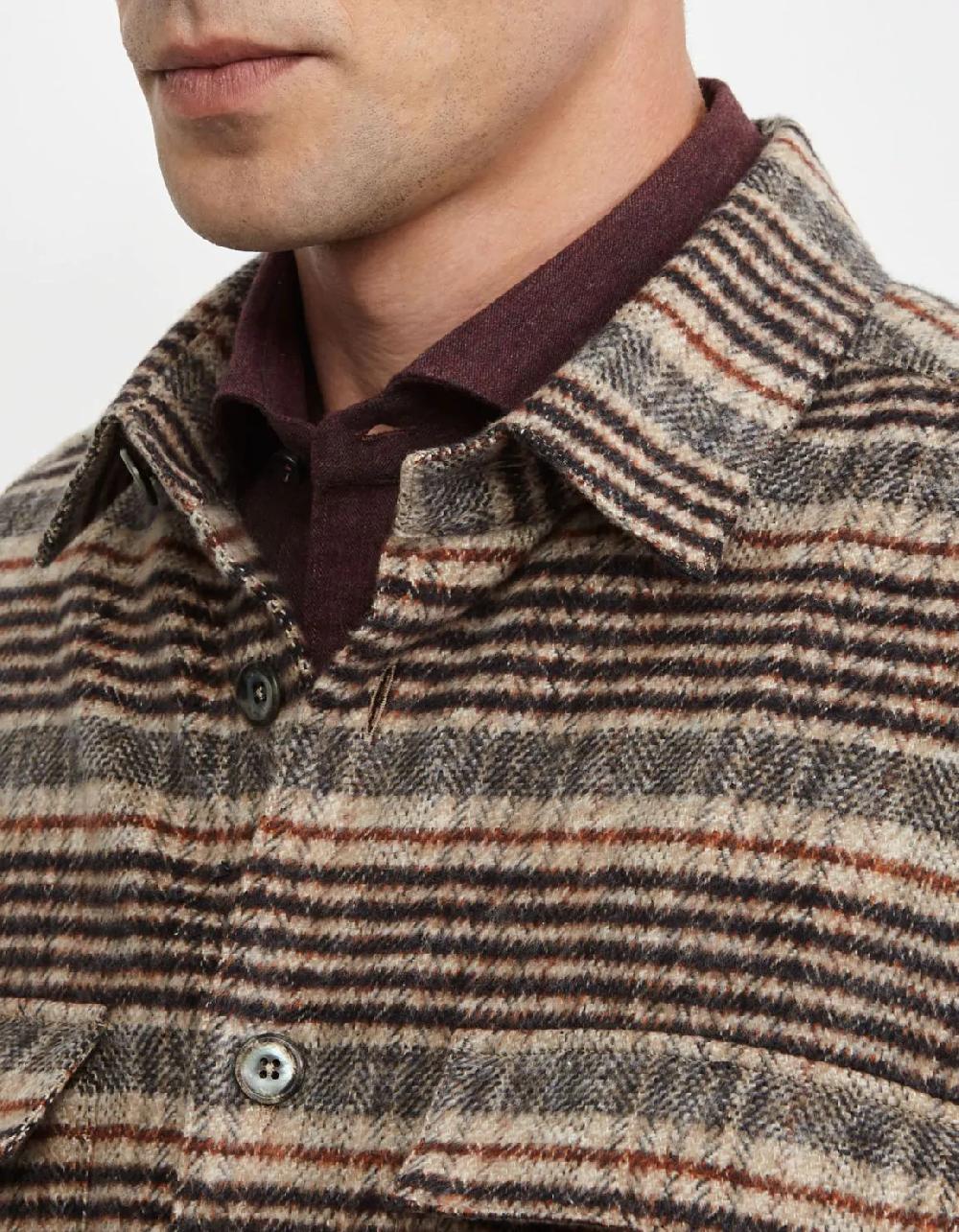 Xacus Camicia Collo italiano Quadri Armaturato Cammello Novità