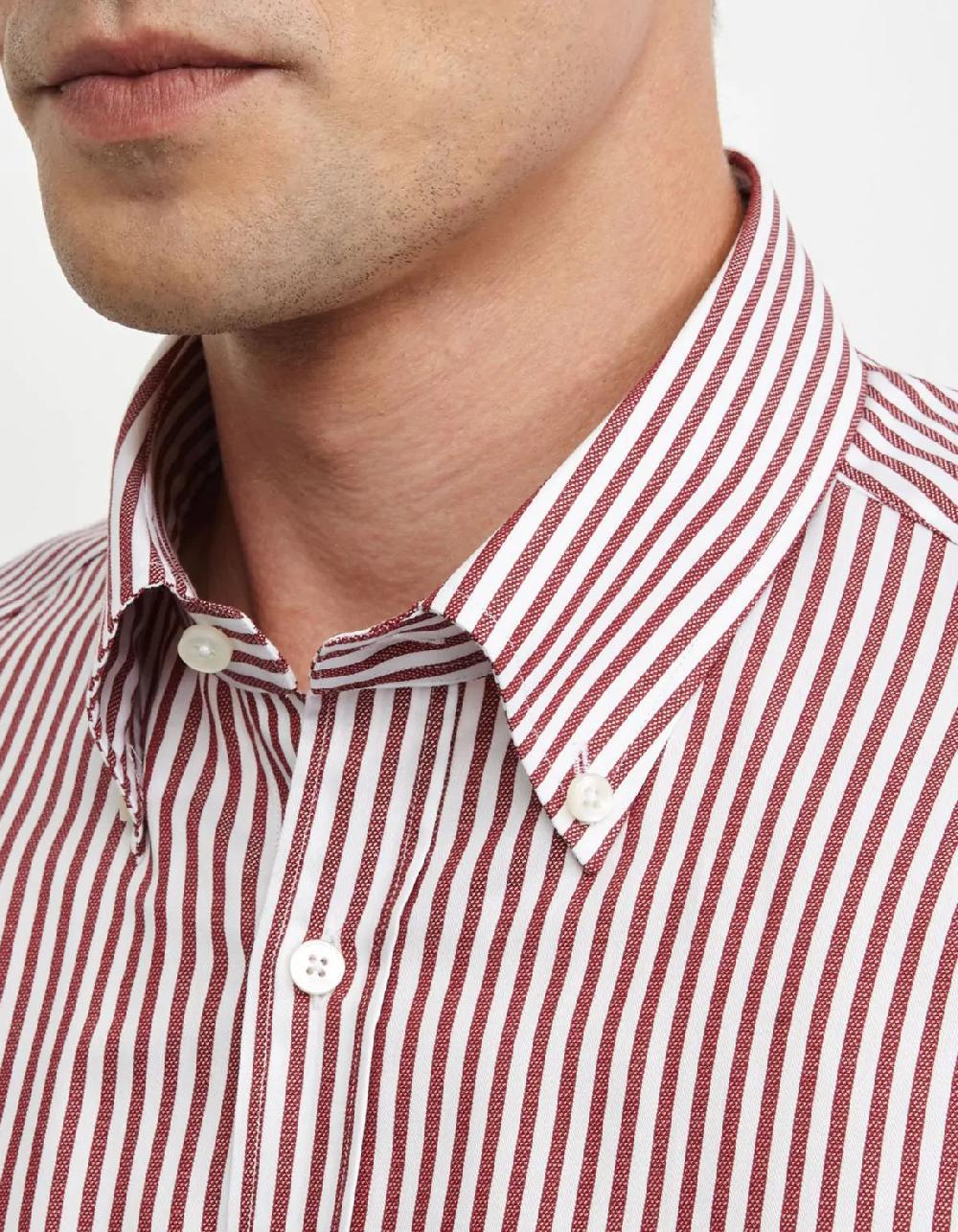 Xacus Camicia Collo button down Righe Armaturato Rosso Saldi