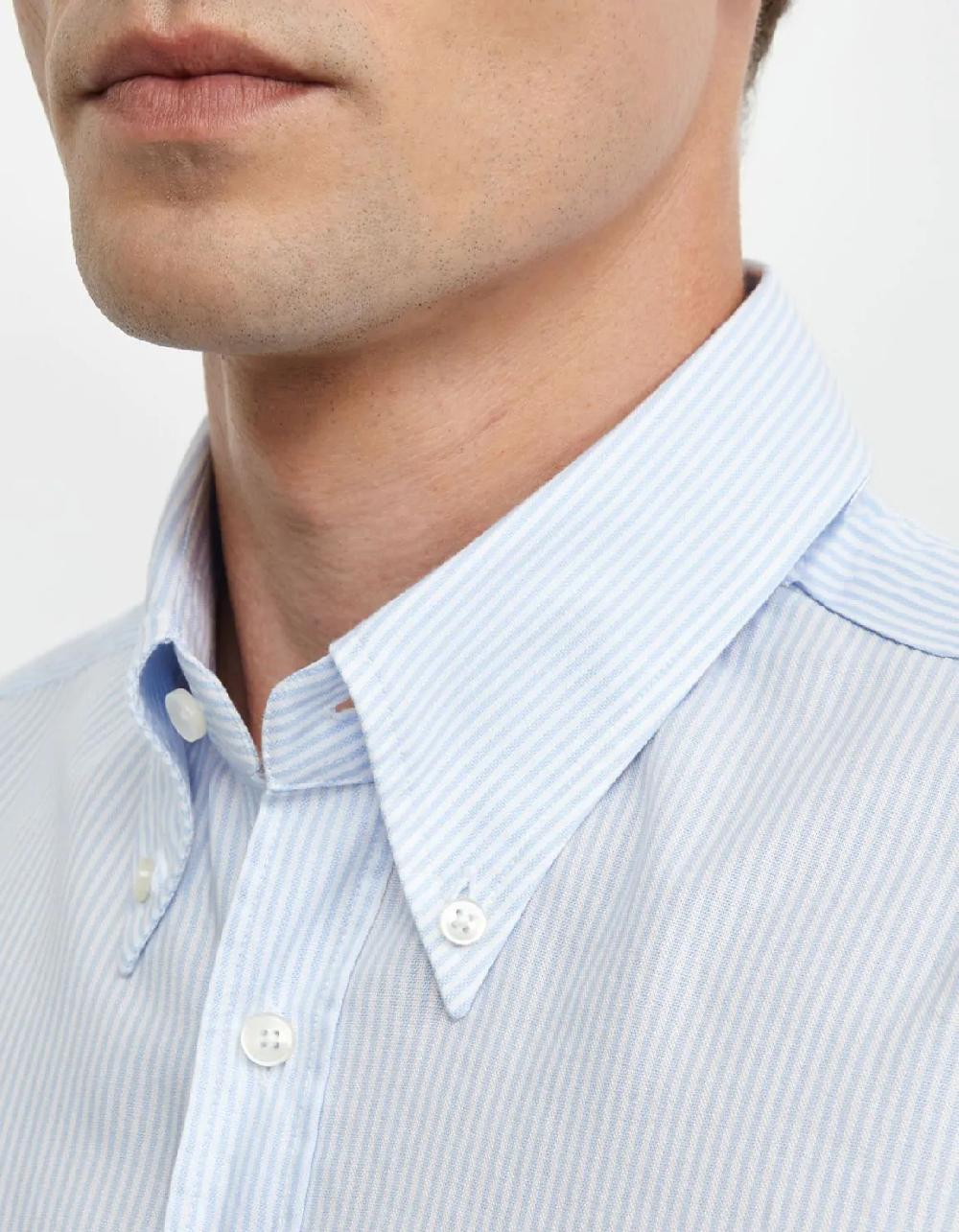 Xacus Camicia Collo button down Righe Oxford Celeste chiaro Negozio