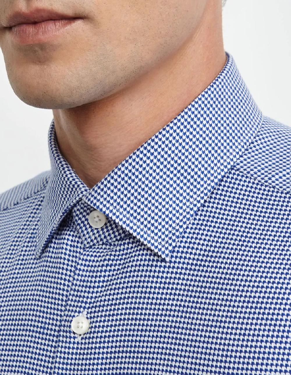 Xacus Camicia Collo italiano Fantasia Armaturato Blu