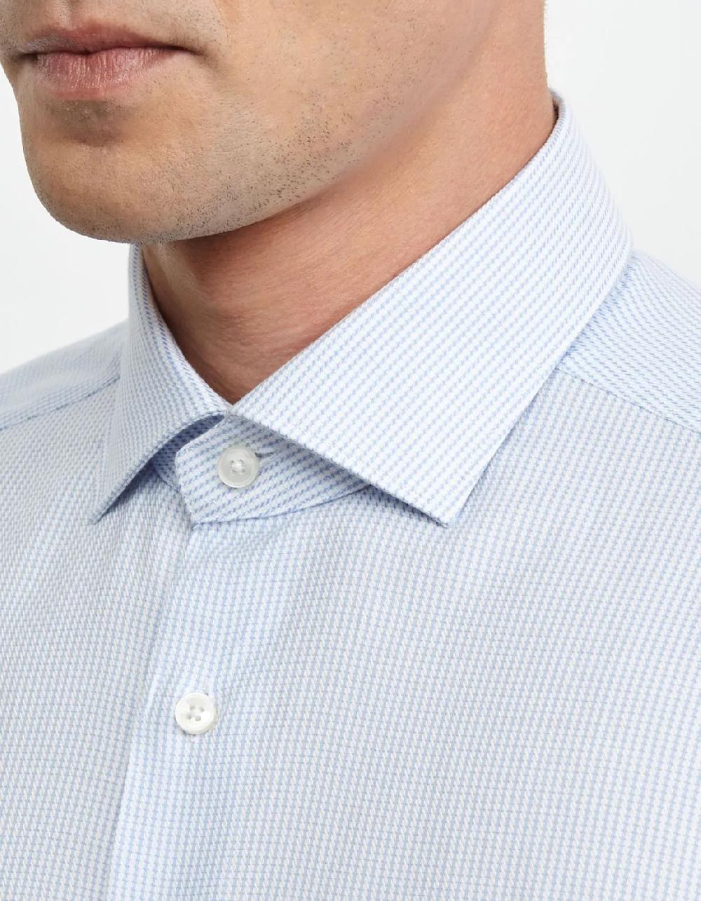 Xacus Camicia Collo francese piccolo Fantasia Armaturato Celeste chiaro