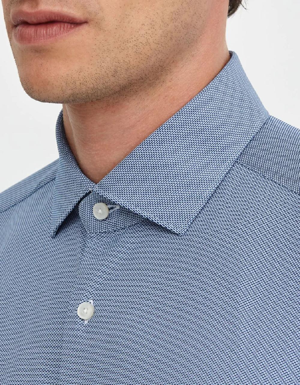 Xacus Camicia Collo francese piccolo Fantasia Armaturato Blu