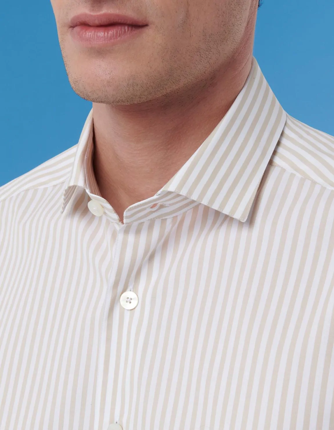 Xacus Camicia Collo francese piccolo Righe Popeline Bianco Presa