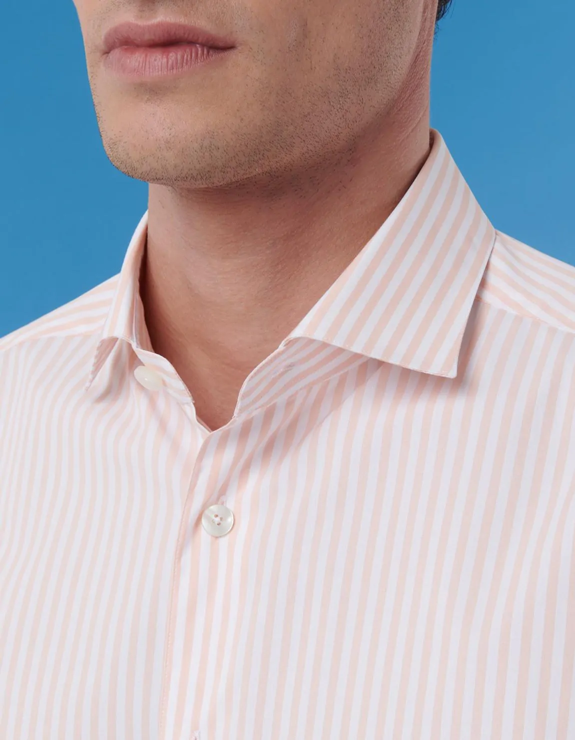 Xacus Camicia Collo francese piccolo Righe Popeline Salmone Offerta