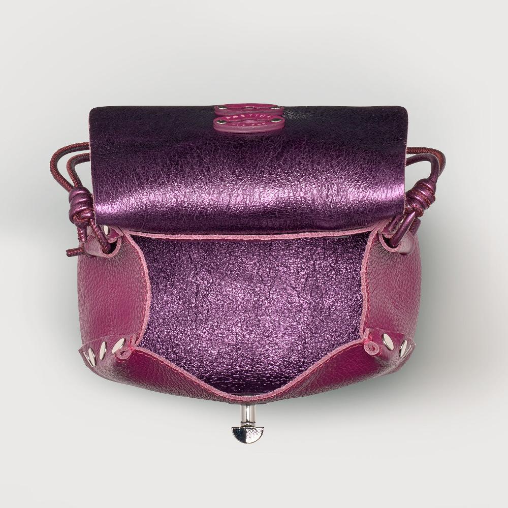Zanellato BORSA POSTINA® SUPER BABY IN PELLE LAMINATA PURPLE BONARDA | Zanellato Sconto