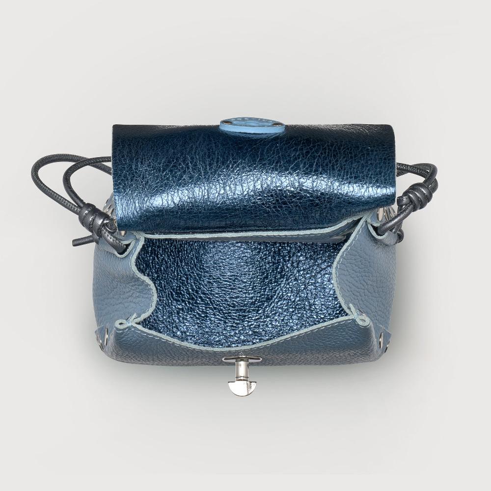 Zanellato BORSA POSTINA® SUPER BABY IN PELLE LAMINATA BLUE CARTA DA ZUCCHERO | Zanellato Economico