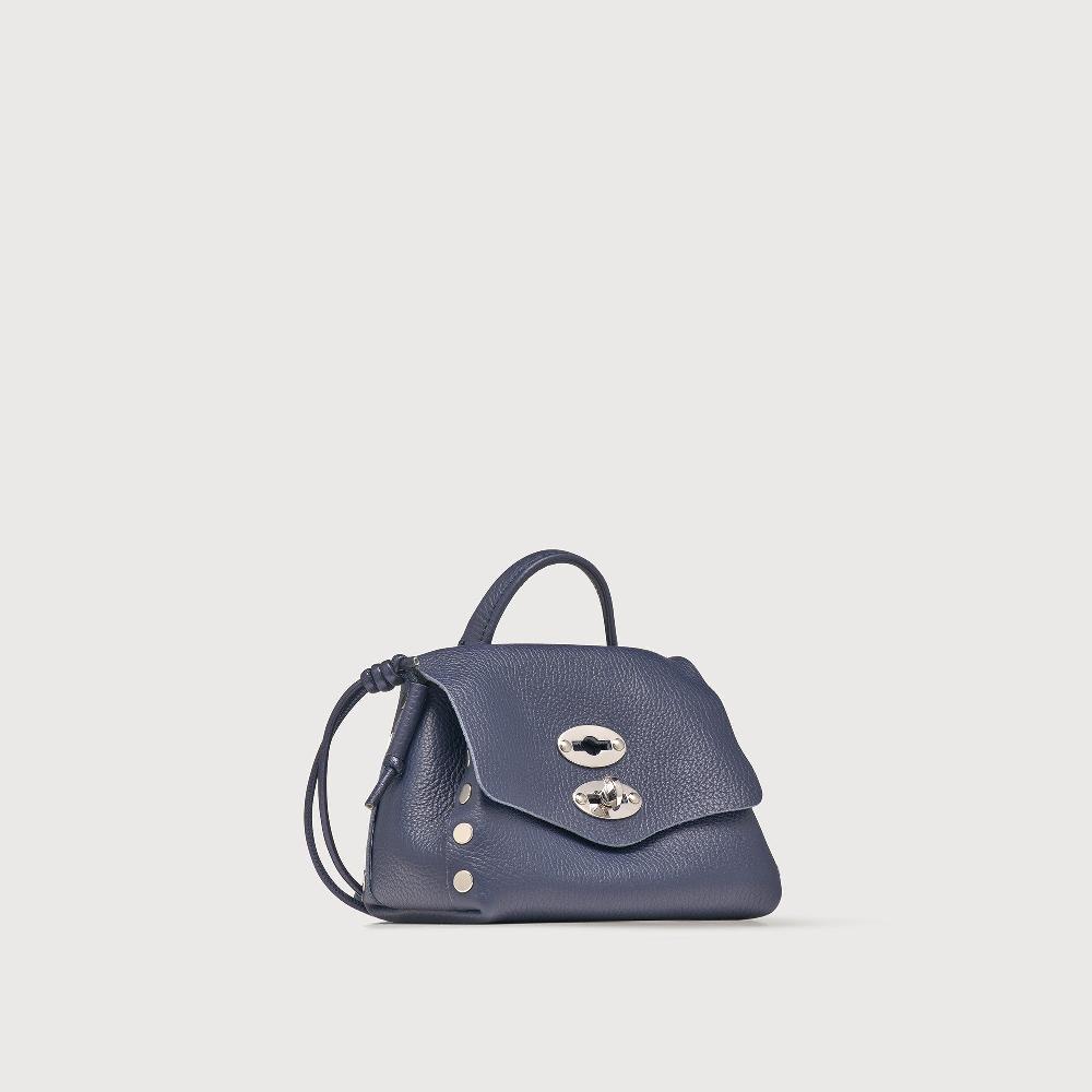 Zanellato BORSA POSTINA® SUPER BABY IN PELLE LAMINATA BLUE NAVY SAVOIA | Zanellato Online