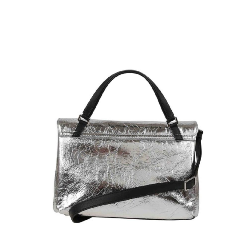 Zanellato BORSA POSTINA® SMALL IN PELLE LAMINATA GREY ARGENTO | Zanellato Nuovo