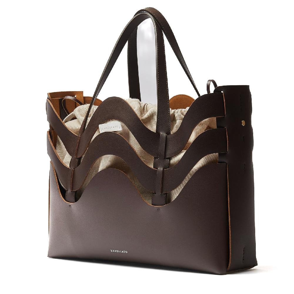 Zanellato BORSA DUNE MEDIUM IN PELLE RIGENERATA BROWN WENGHE | Zanellato Consegna Veloce