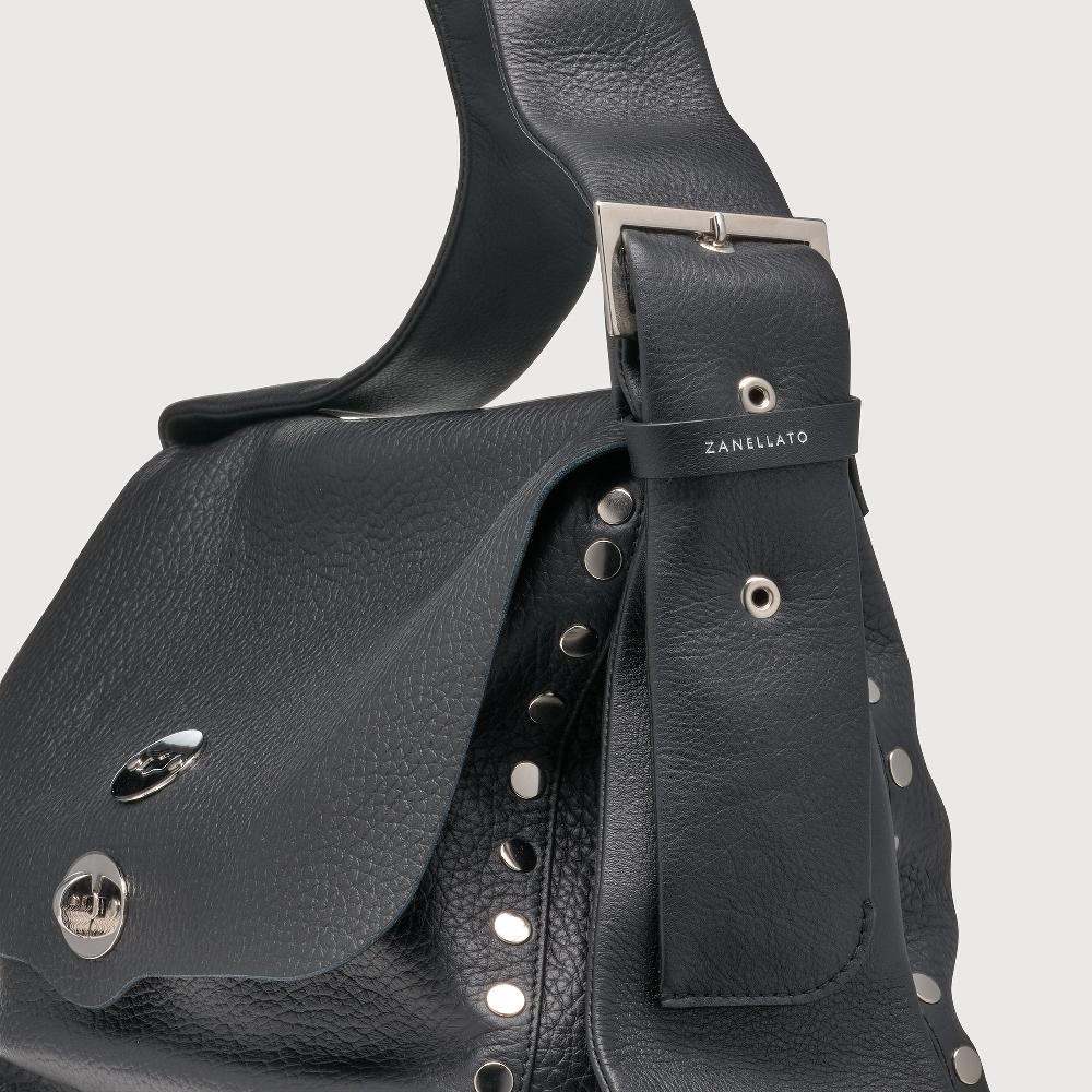 Zanellato BORSA POSTINA® MEDIUM IN PELLE MARTELLATA BLACK NERO | Zanellato 2025