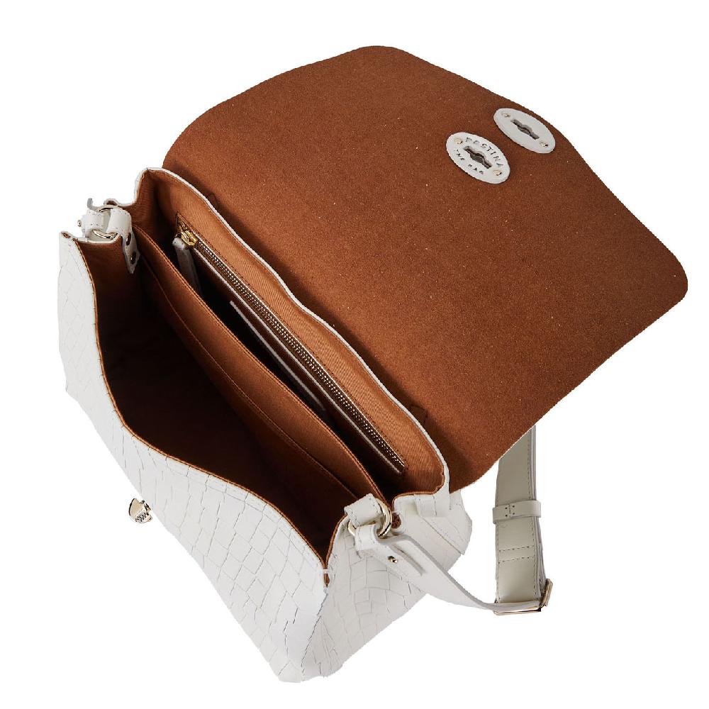 Zanellato BORSA POSTINA® SMALL IN PELLE STAMPATA WHITE LINO 21 | Zanellato Promozione