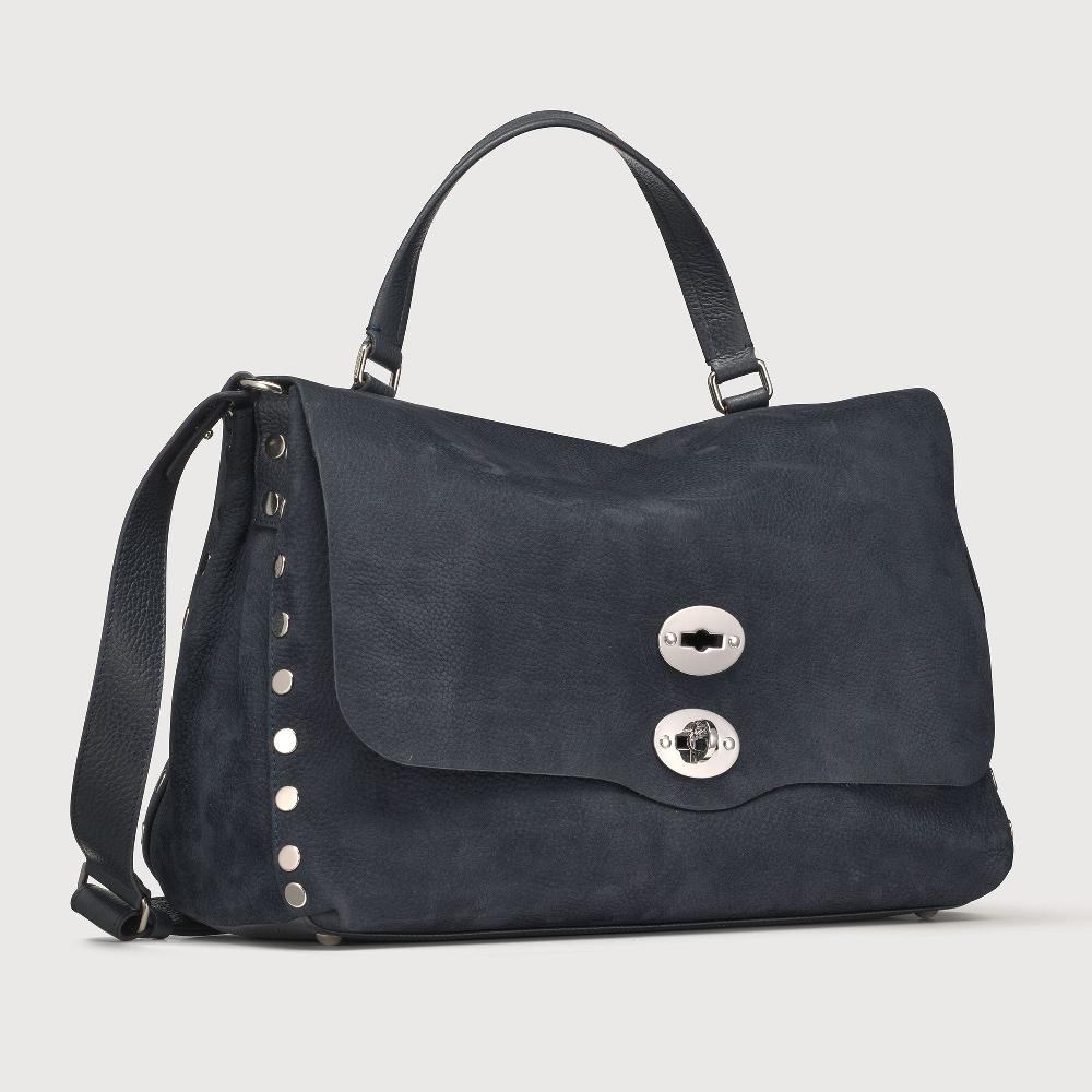 Zanellato BORSA POSTINA® MEDIUM IN PELLE NABUK BLUE NOTTE | Zanellato Saldi Di Fabbrica