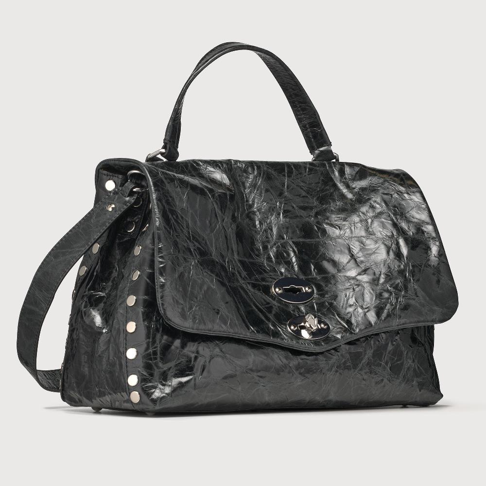 Zanellato BORSA POSTINA® MEDIUM IN PELLE SPAZZOLATA BLACK NERO | Zanellato Negozio