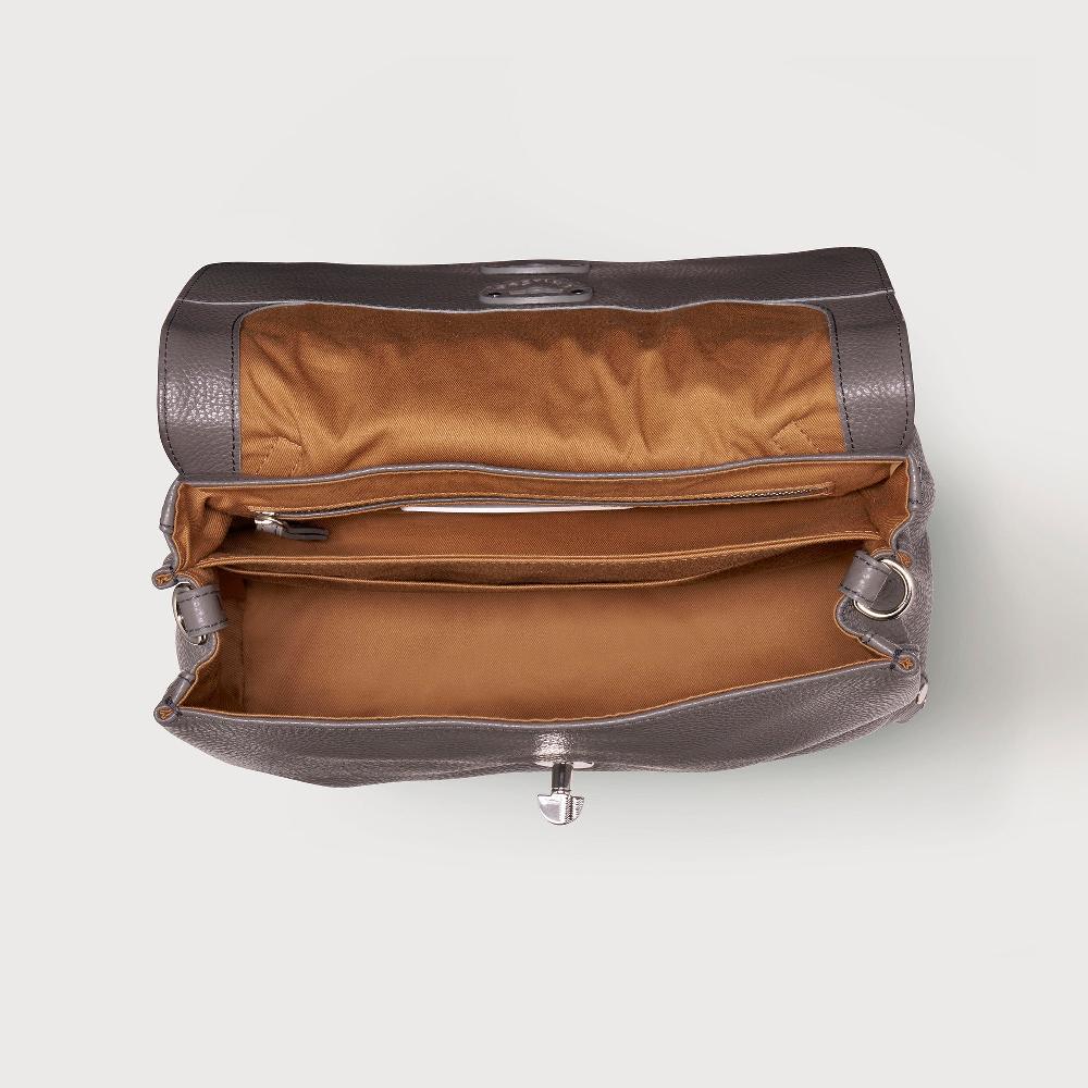 Zanellato BORSA POSTINA® SMALL IN PELLE MARTELLATA GREY MONTEBIANCO | Zanellato Italy