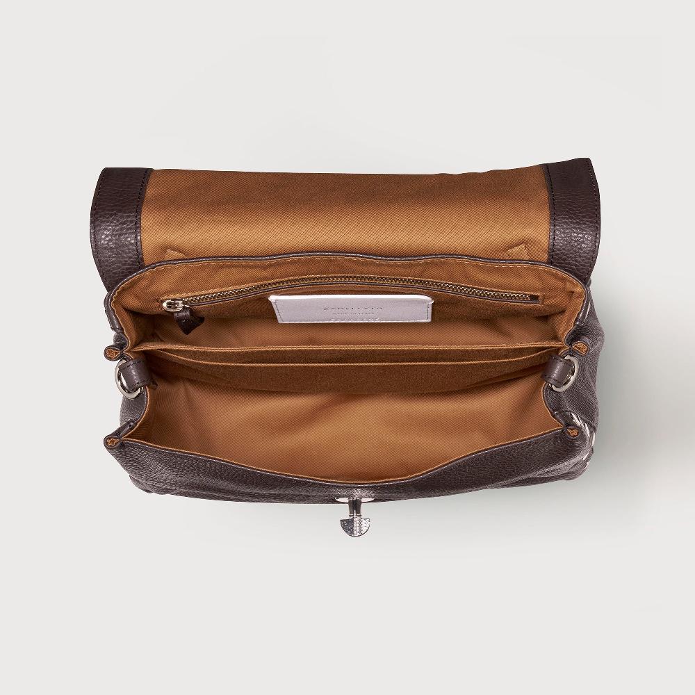Zanellato BORSA POSTINA® SMALL IN PELLE MARTELLATA BROWN MOCACCINO | Zanellato Qualità