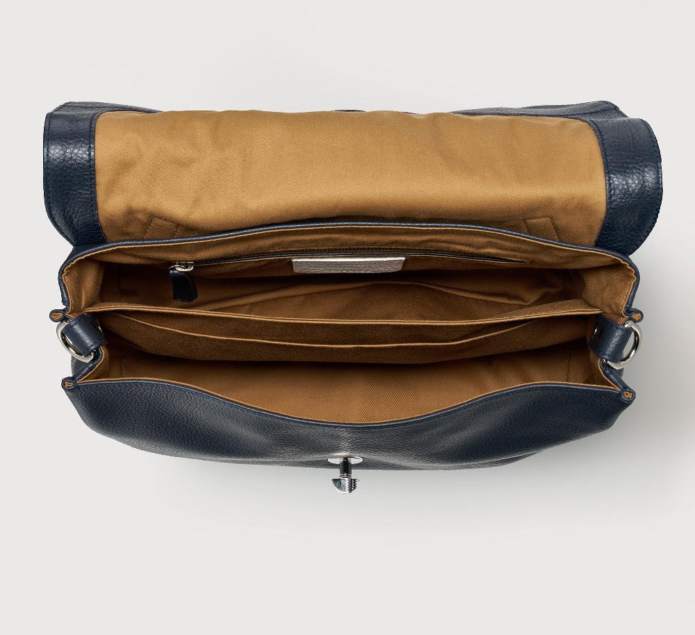 Zanellato BORSA POSTINA® MEDIUM IN PELLE MARTELLATA DARK NAVY | Zanellato Presa