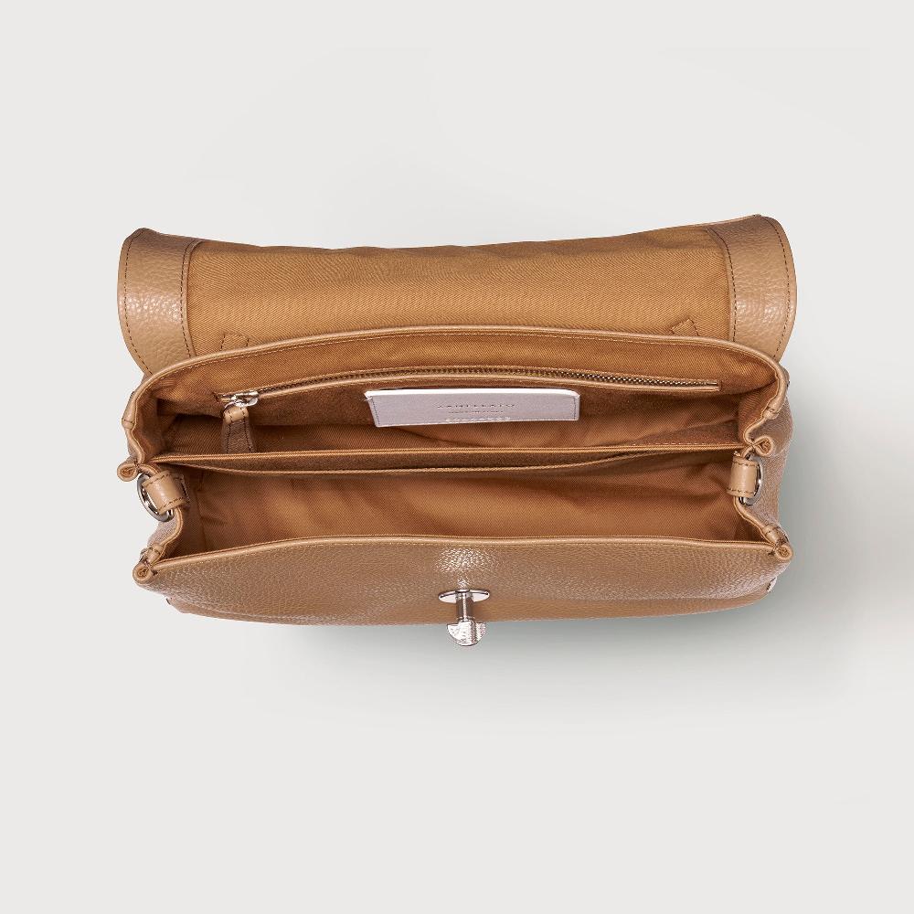 Zanellato BORSA POSTINA® SMALL IN PELLE MARTELLATA BROWN CAPPUCCINO | Zanellato Vendita Economica