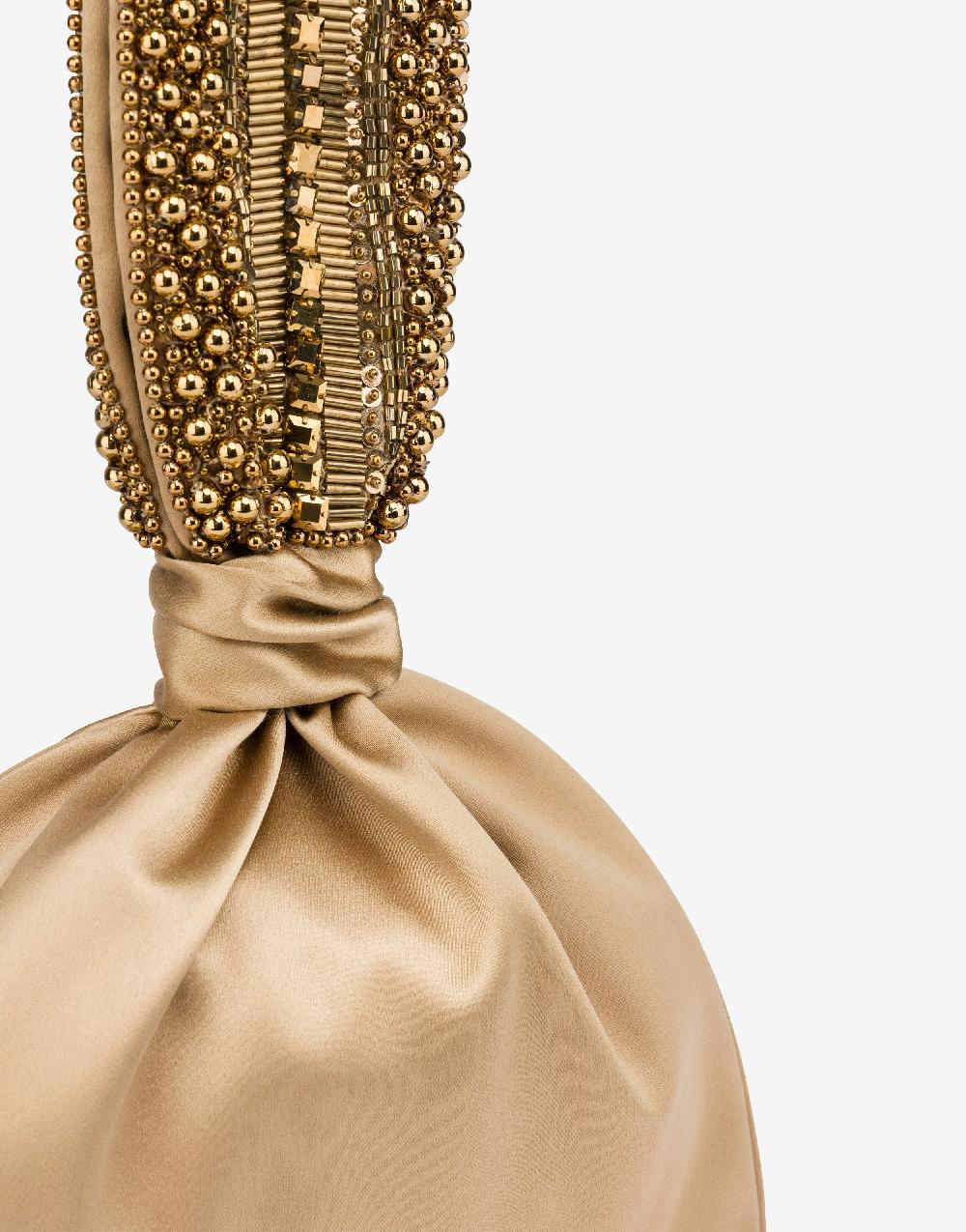 Alberta Ferretti Bucket bag da sera in raso con ricamo perline e strass Italia