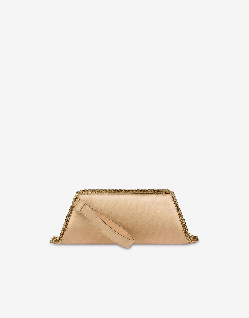 Alberta Ferretti Box clutch in raso con ricamo perline e strass Nuovo