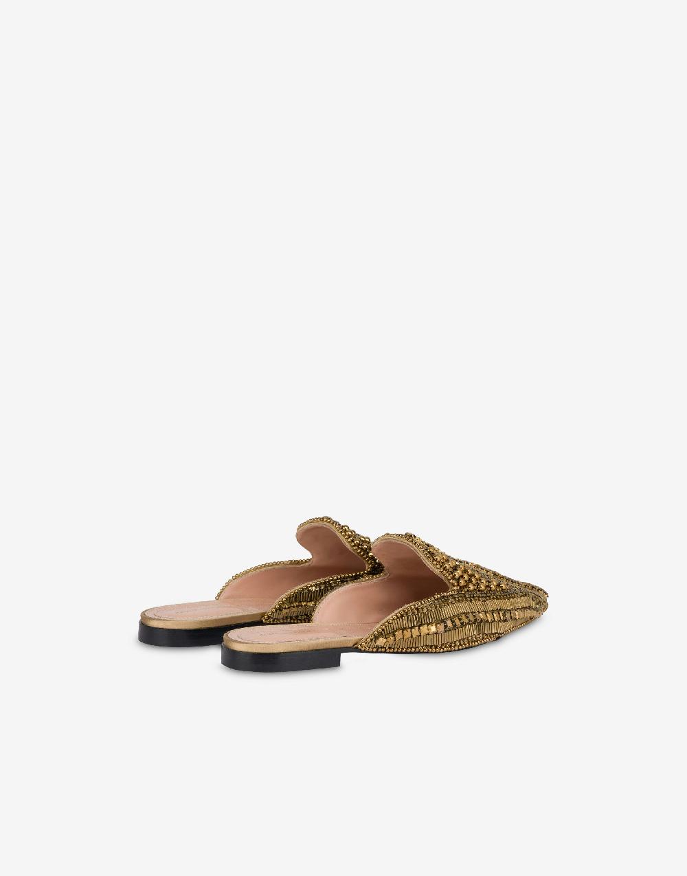 Alberta Ferretti Mia Mule in raso con ricamo perline e strass Promozione