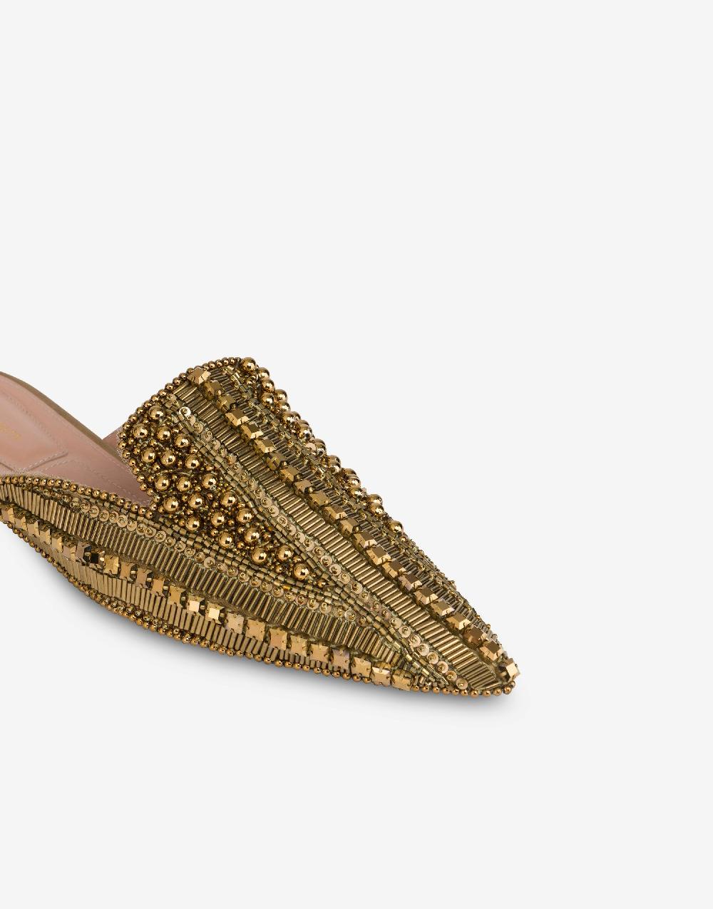 Alberta Ferretti Mia Mule in raso con ricamo perline e strass Promozione