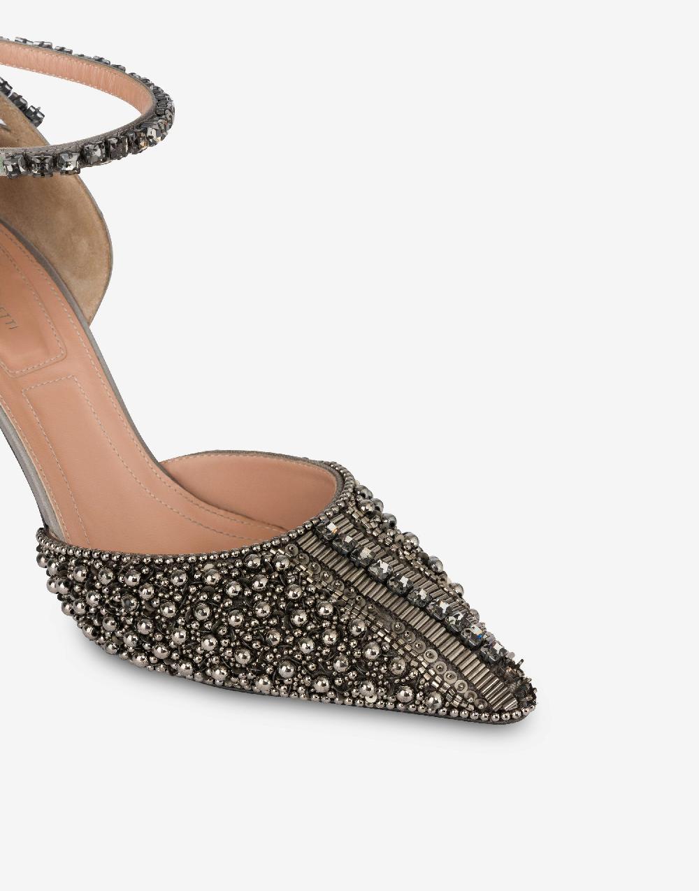 Alberta Ferretti Décolleté d'Orsay in raso con ricamo perline e strass Spedizione Gratuita