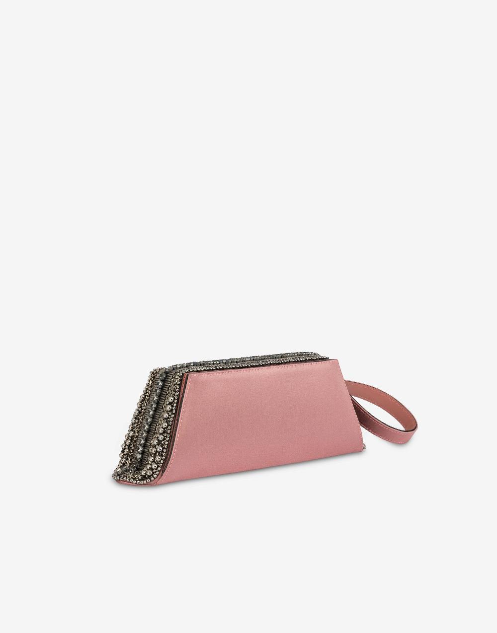 Alberta Ferretti Box clutch in raso con ricamo perline e strass Soddisfazione Garantita