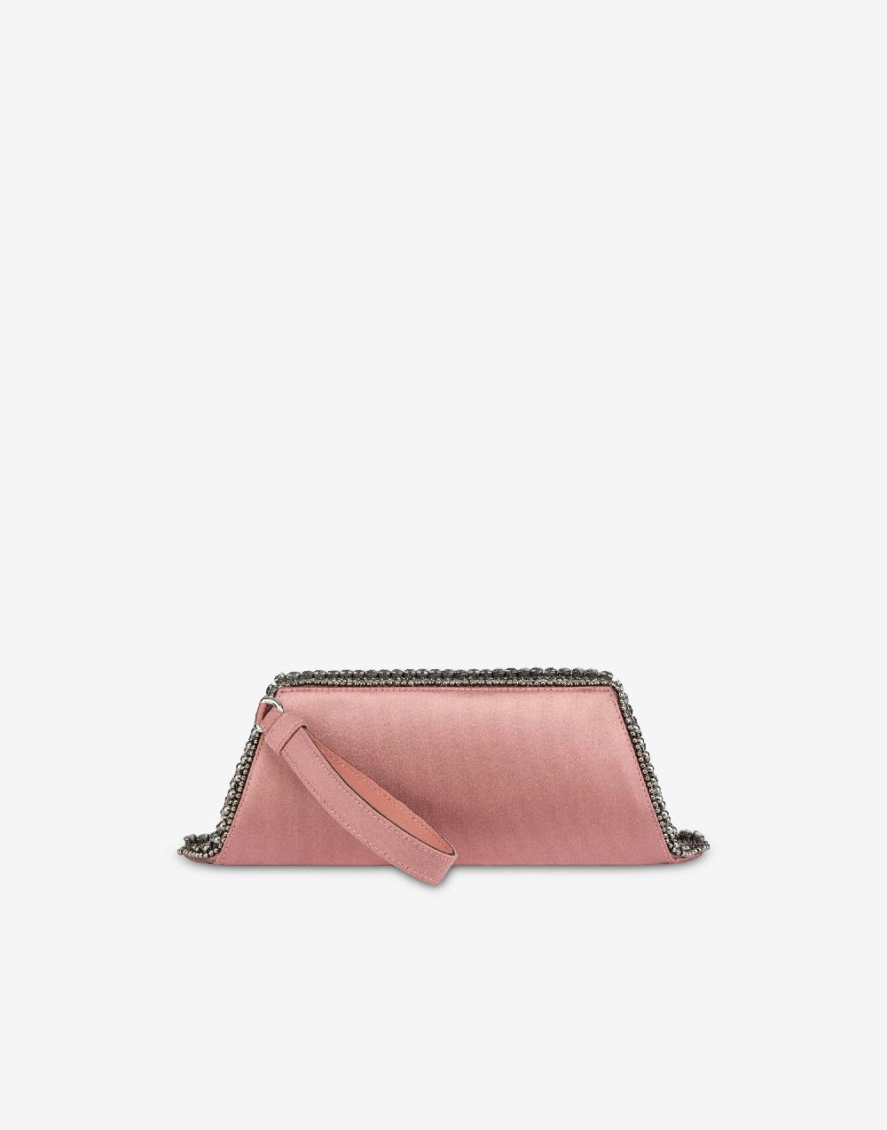 Alberta Ferretti Box clutch in raso con ricamo perline e strass Soddisfazione Garantita