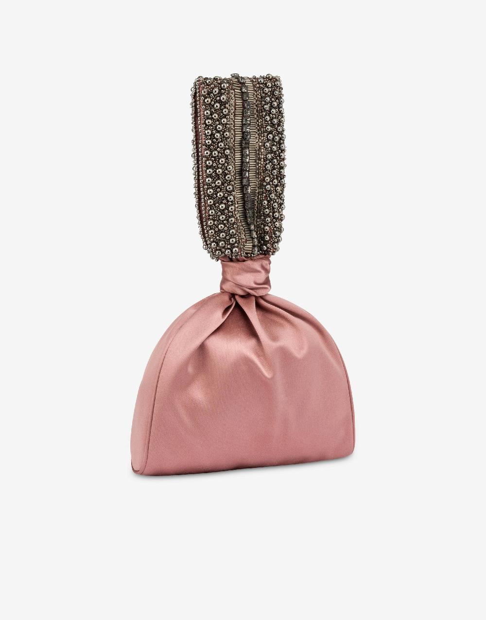 Alberta Ferretti Bucket bag da sera in raso con ricamo perline e strass Qualità Garantita