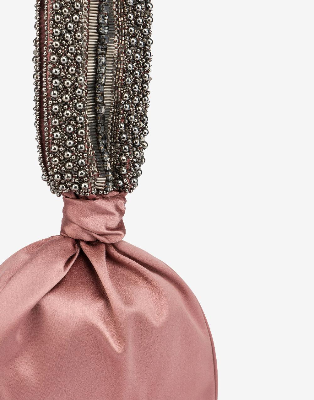 Alberta Ferretti Bucket bag da sera in raso con ricamo perline e strass Qualità Garantita