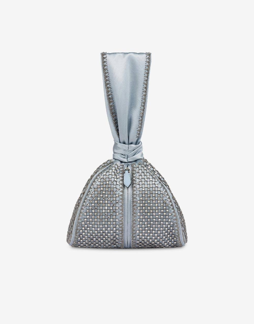 Alberta Ferretti Bucket bag da sera in raso con ricamo strass Shopping Online