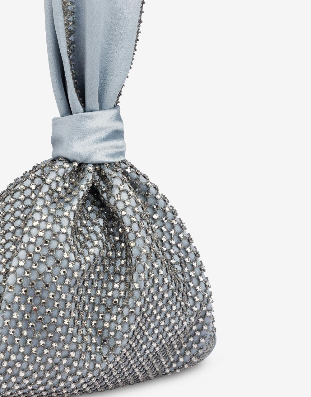 Alberta Ferretti Bucket bag da sera in raso con ricamo strass Shopping Online