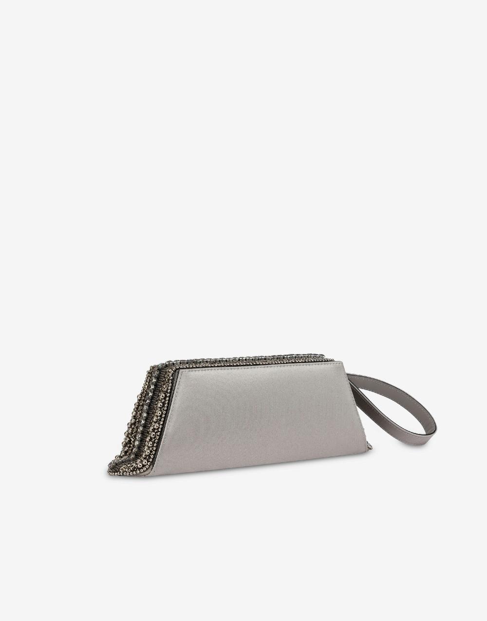 Alberta Ferretti Box clutch in raso con ricamo perline e strass Prezzo Ridotto