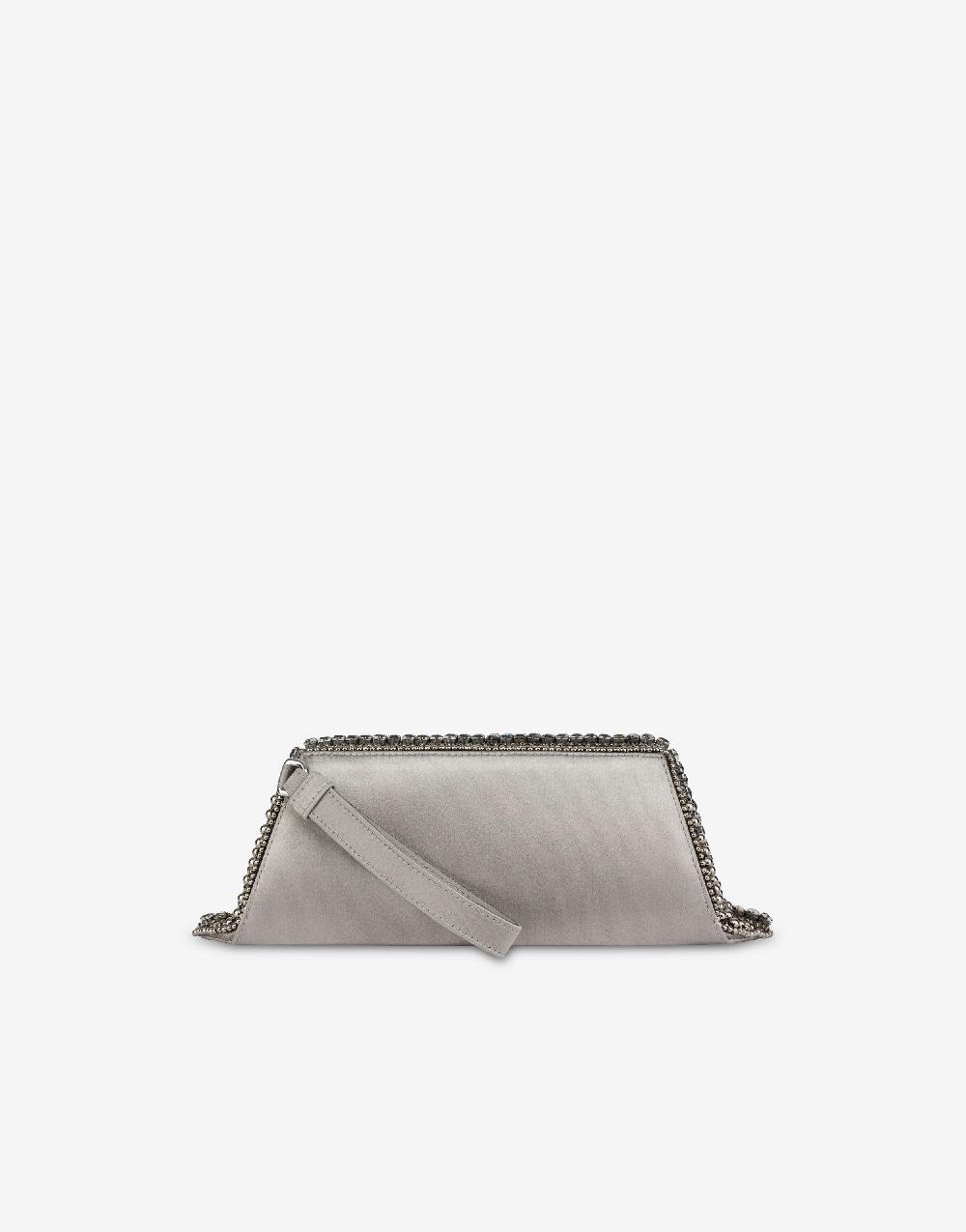 Alberta Ferretti Box clutch in raso con ricamo perline e strass Prezzo Ridotto
