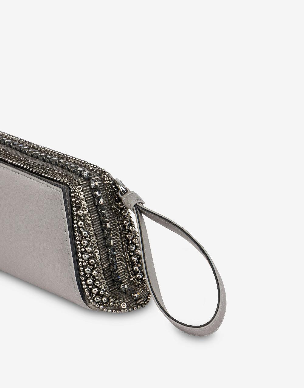 Alberta Ferretti Box clutch in raso con ricamo perline e strass Prezzo Ridotto