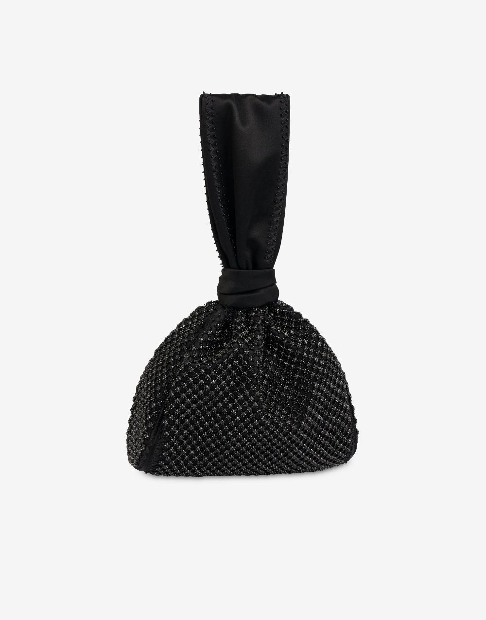 Alberta Ferretti Bucket bag da sera in raso con ricamo strass Novità