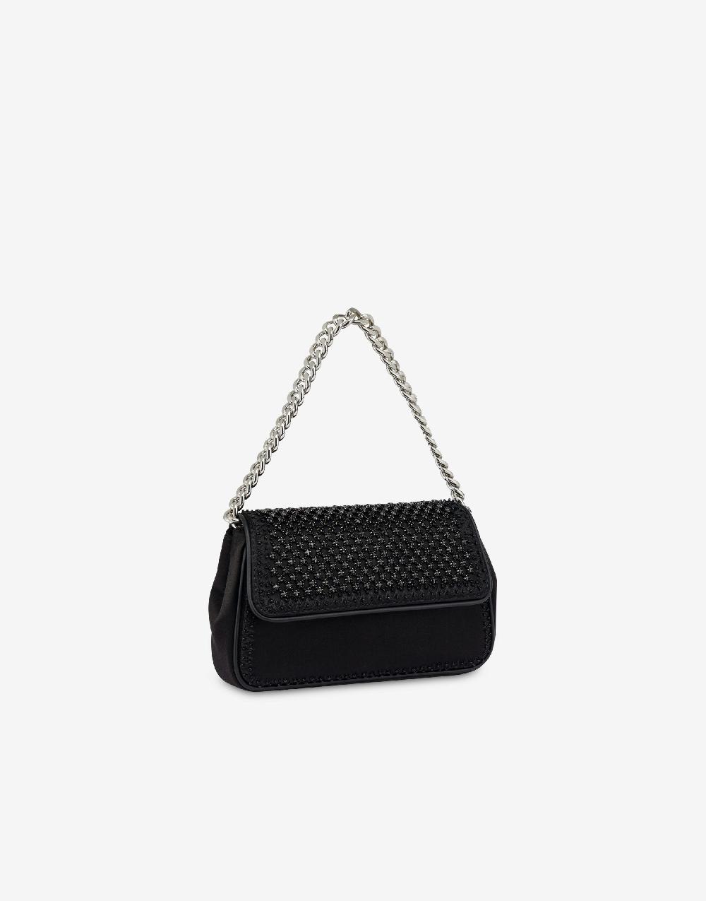 Alberta Ferretti Borsa a spalla in raso con ricamo strass Presa