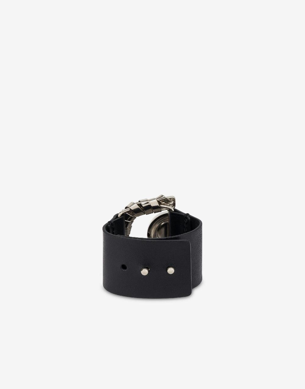 Alberta Ferretti Bracciale in vitello e metallo argento Sconto