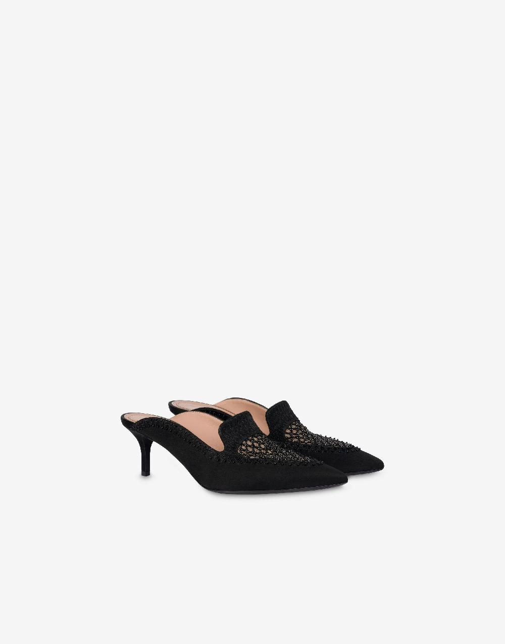Alberta Ferretti Sabot in raso con ricamo strass Economico
