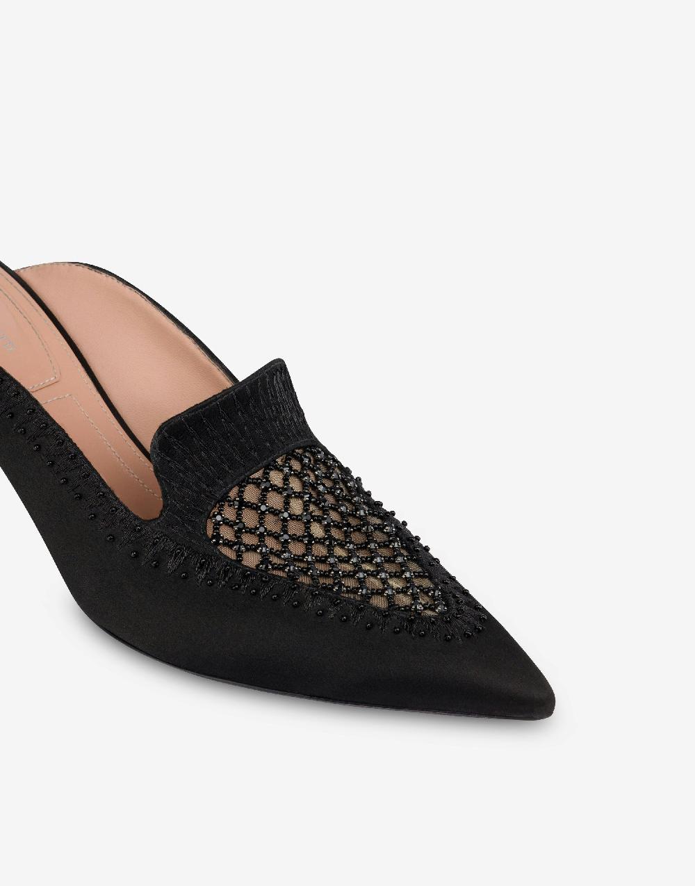 Alberta Ferretti Sabot in raso con ricamo strass Economico
