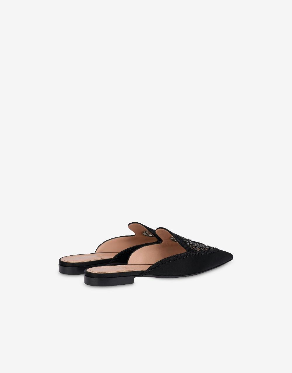 Alberta Ferretti Mia Mule in raso con ricamo strass Online