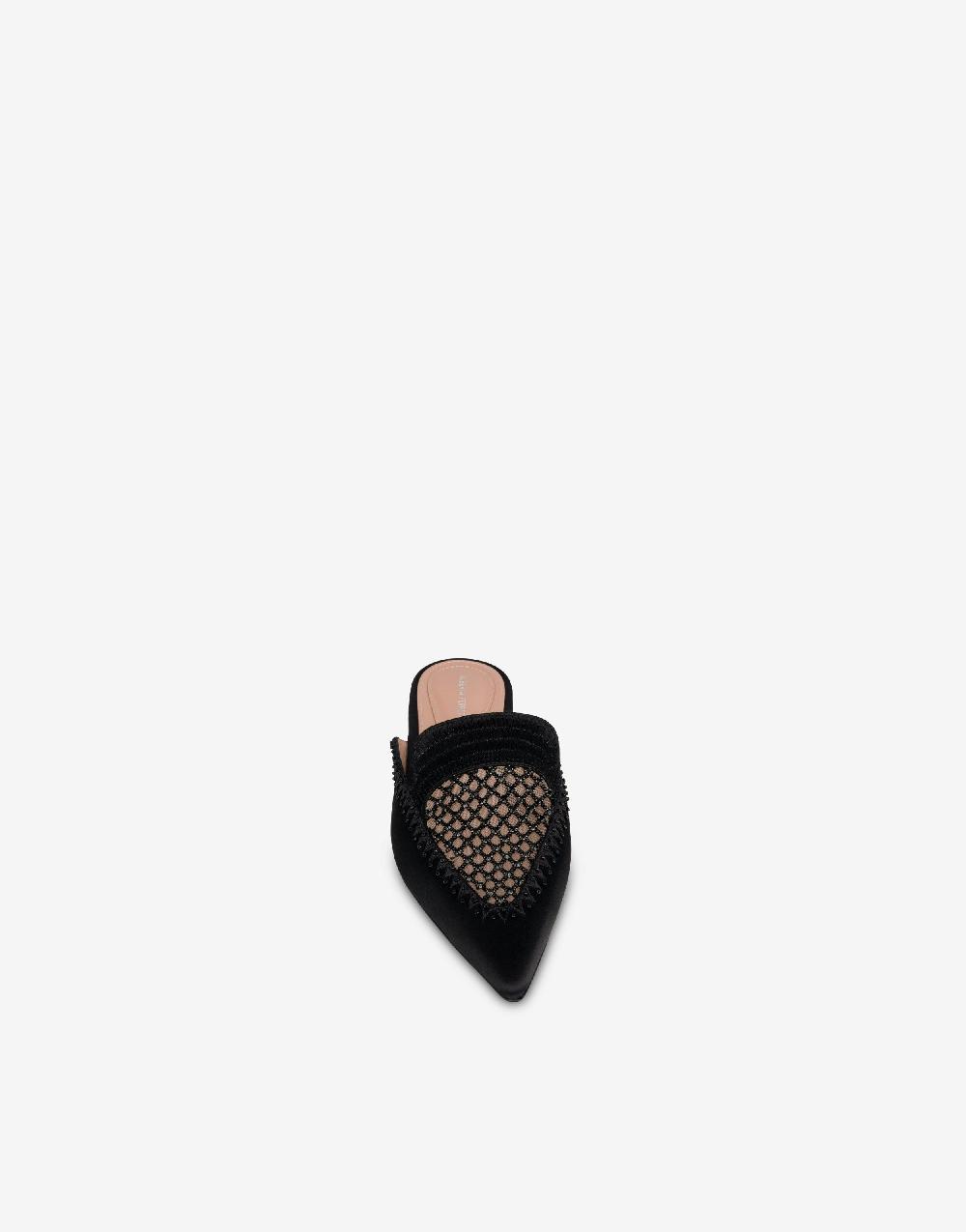 Alberta Ferretti Mia Mule in raso con ricamo strass Online