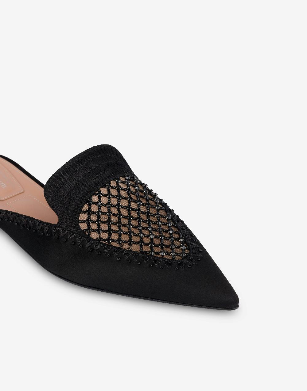 Alberta Ferretti Mia Mule in raso con ricamo strass Online