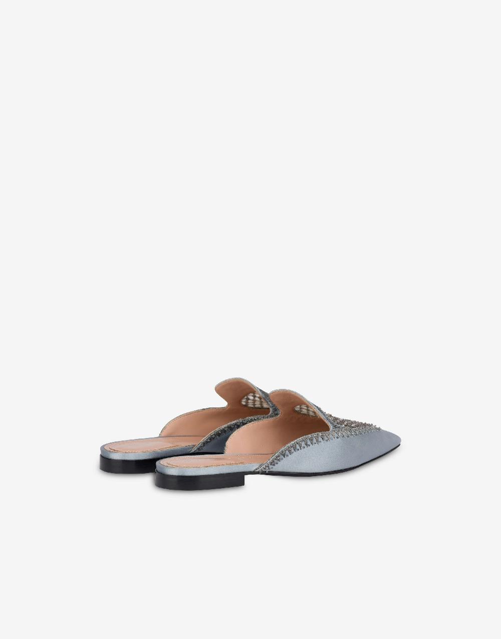 Alberta Ferretti Mia Mule in raso con ricamo strass Outlet